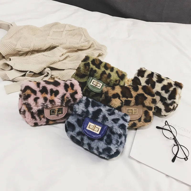 Crianças Mini Bolsas Cute Leopardo Crossbody Sacos para bebê Pequena bolsa de moeda kawaii meninas bolsa de pelúcia bolsa de embreagem