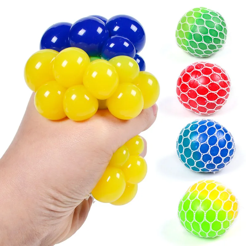 6.0CM Bicolor Squishy Ball Fidget Toy Mesh Squish Grape Ball Anti Stress Ventilation Balls Funny Squeeze Toys Soulagement du stress Décompression Jouets Anxiété Reliever
