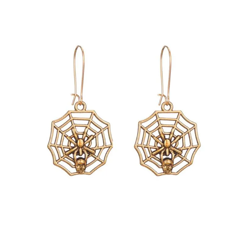 Stud Factory Direct Sales European And American Halloween Ear Ornaments Alloy Simple Geometric Hollow Spider Web Earrings