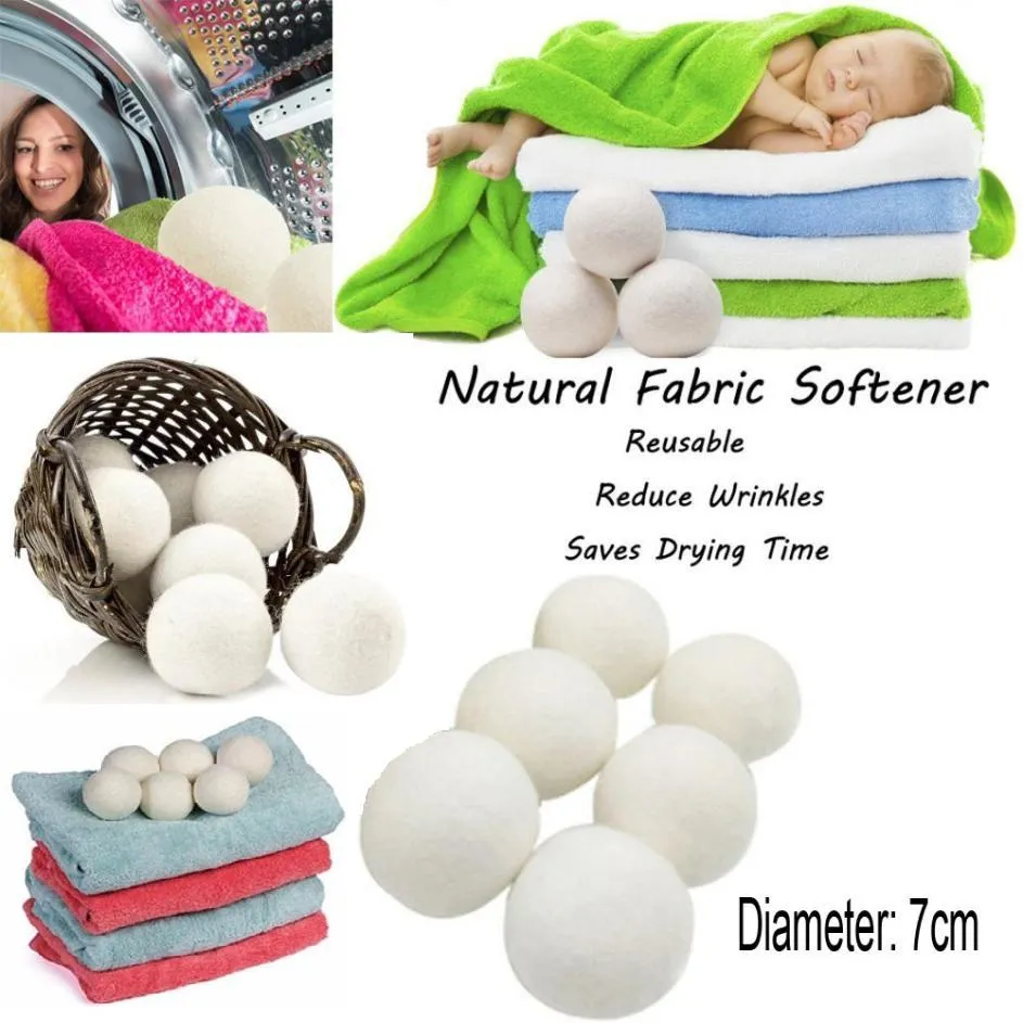 7cm Reusable Laundry Clean Ball Natural Organic Laundry Fabric Softener Ball Premium Organic Wool Dryer Balls