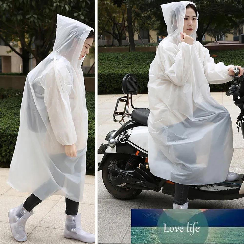 Bärbar poncho vuxen regnrock återanvändning disposable hooded raincoat poncho utomhus transparenta kläder täcker dam ridning regnrock fabrik pris expert design