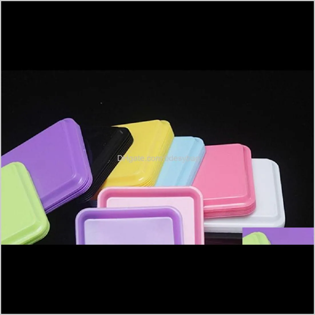 colorful square portable plastic mini preroll scroll roll cigarette tray holder dry herb tobacco grinder smoking plate hot cake