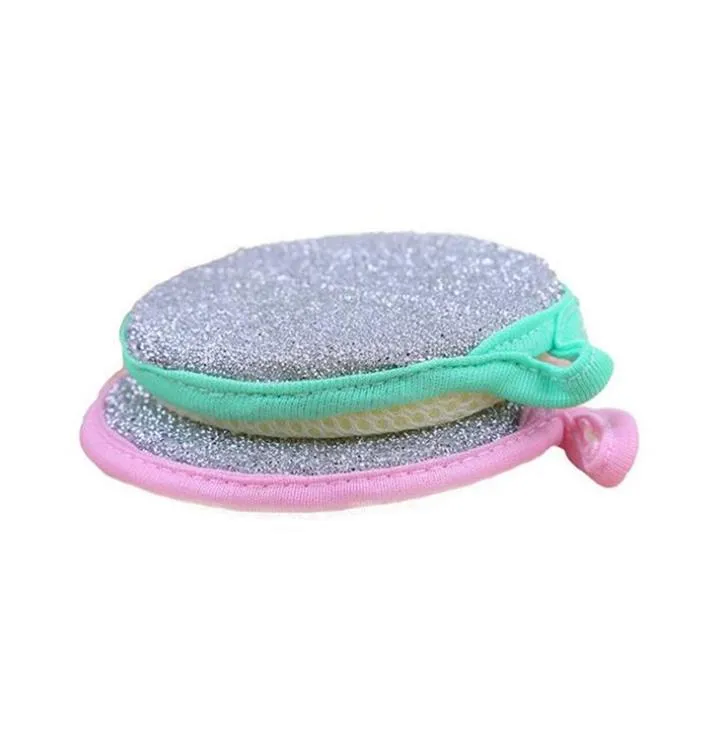Cheap Colored Round Shaped Double Side Non Stick Oil Kitchen Sponge Dish Scrubbers Pads Washing Cleaning