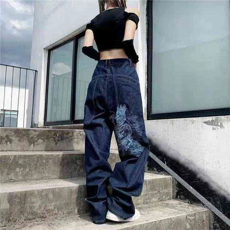DHgate.com:Womens Snake Print Baggy Jeans, Low Waist Hippie
