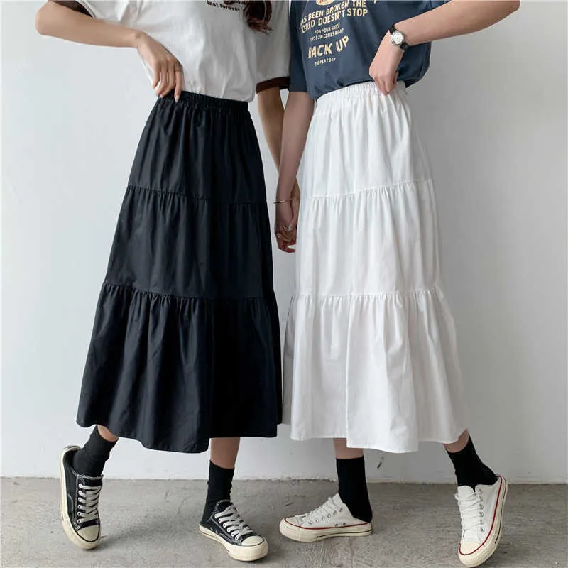 High Waisted White Pleated Cake A Line Skirt For Women Spring/Summer Maxi  Long Cotton Long Skirt For Girls And Ladies 210712 From Dou02, $12.26