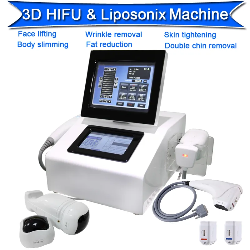 Lipo bantningsmaskiner 3D HIFU Hög intensitet Fokuserad Ultraljuds rynkning Liposonix Body Shaping Machine Två skärmar kan fungera tillsammans
