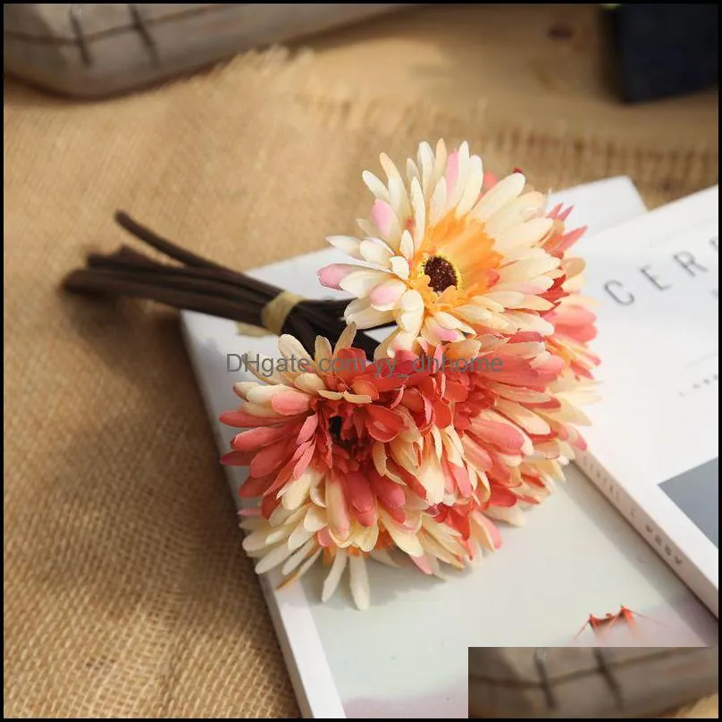 Artificial Flowers Wedding Decoration Daisy Flowers Gerbera Flores Artificial Plants Fake Flowers Bouquet Home Decor 7 pcs/lot