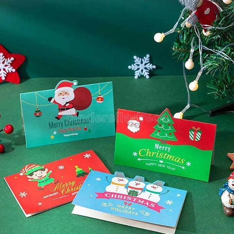 Greeting Cards Merry Christmas Gift Card Xmas Blessing Envelope Santa Claus Year Postcards CS13