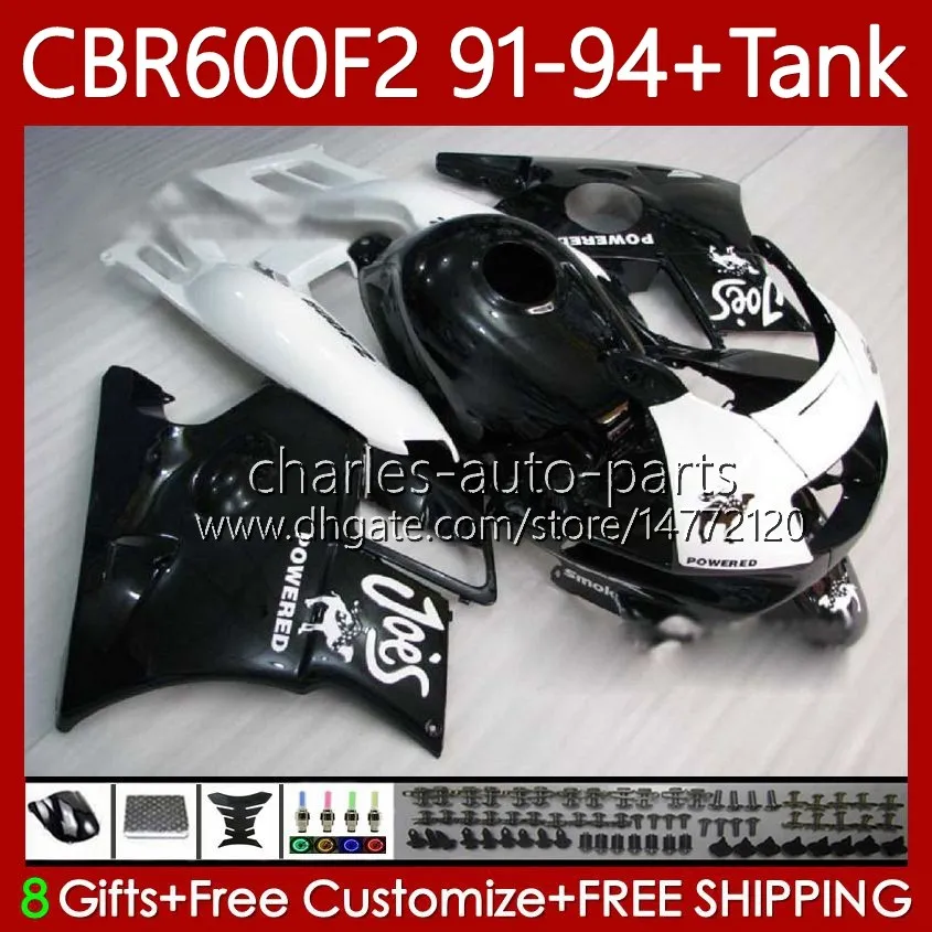 Body +Tank For HONDA CBR600 CBR 600 F2 FS CC 600F2 91 92 93 94 Bodywork 63No.89 CBR600F2 CBR600FS 600CC 1991 1992 1993 1994 600FS White black CBR600-F2 91-94 Fairings Kit