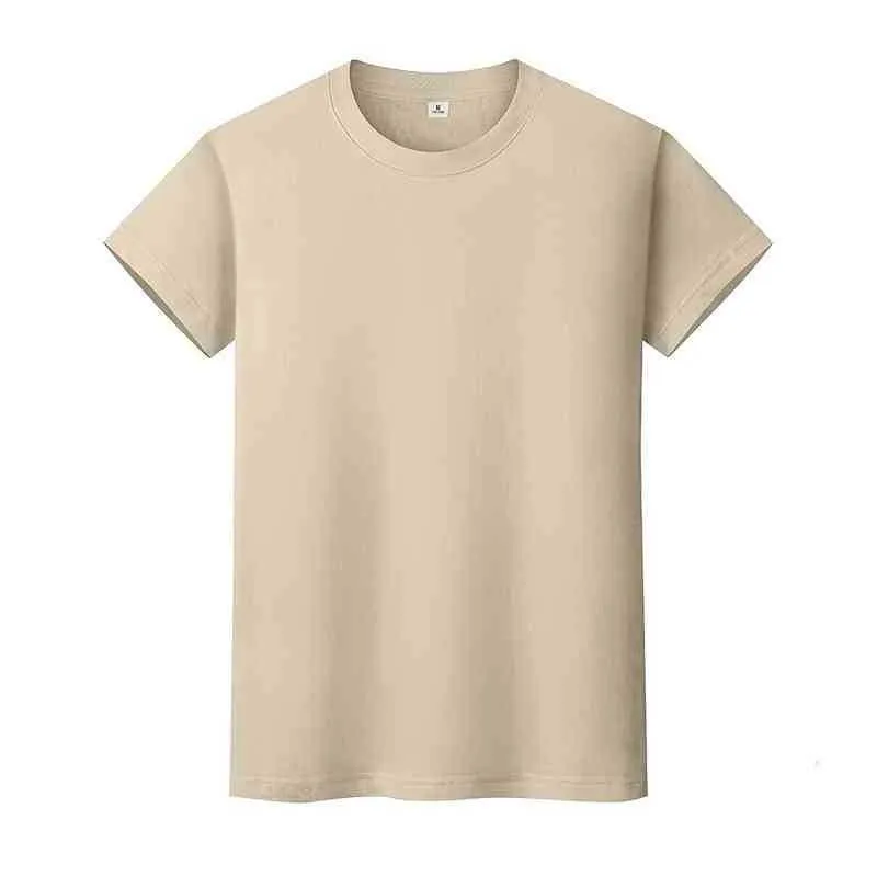 男性と女性のラウンドネックソリッドカラーTシャツ夏の綿の底打ち半袖半袖W067i