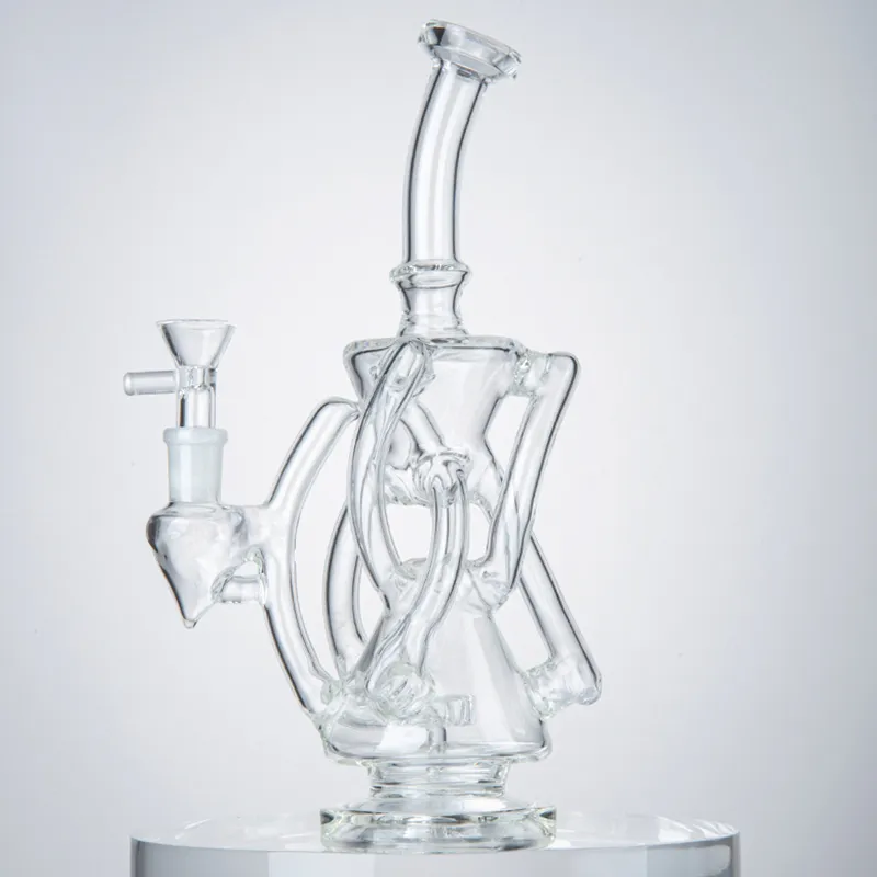 Hurtownie 10 Cal Clear Recycler Fooths Showerhead Perc Rury wodne Klein Bong Z Miską 14mm Kobiet Szkło Bongs Dymienie Rura 7 Tube WP2197