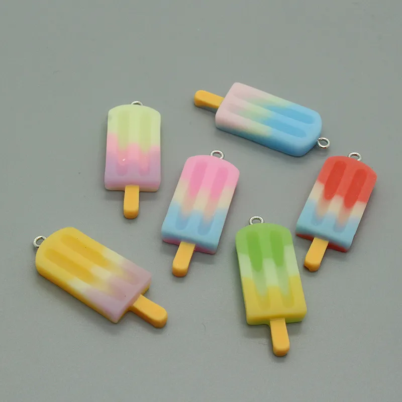 Craft Tools Simulation Mini halo color ice cream stick resin pendants accessories DIY colorful creative fun Pendant phone case patch material DH7756