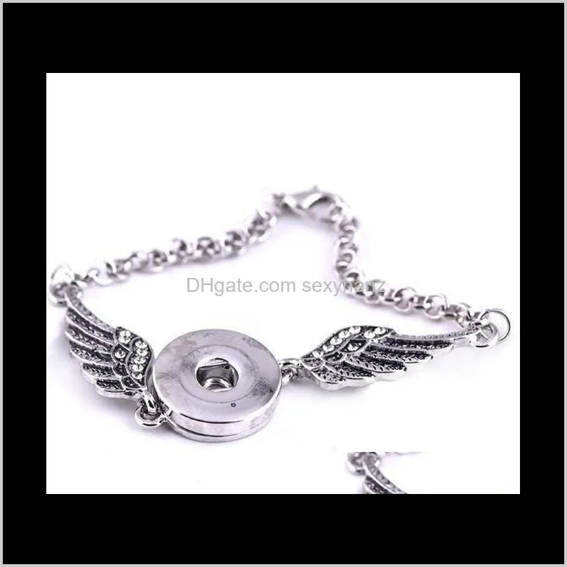 angel wings bracelets bangles antique silver diy ginger snaps button jewelry accessories new style bracelets for women