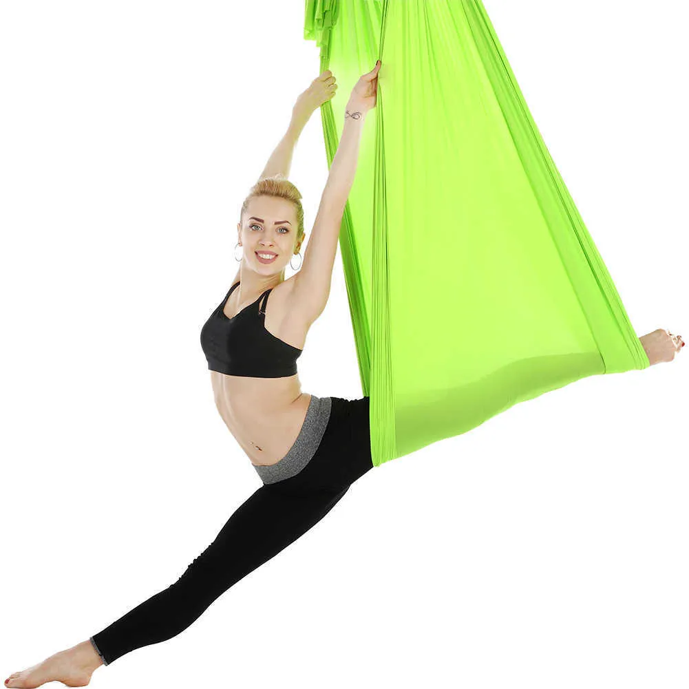 Elastic 6 * 2.8m Anti-gravidade Yoga Yoga Hammock Swing Pilates Cinto de Yoga para Ginásio Home Yoga Treinamento Esportes Fitness Body Building Q0219