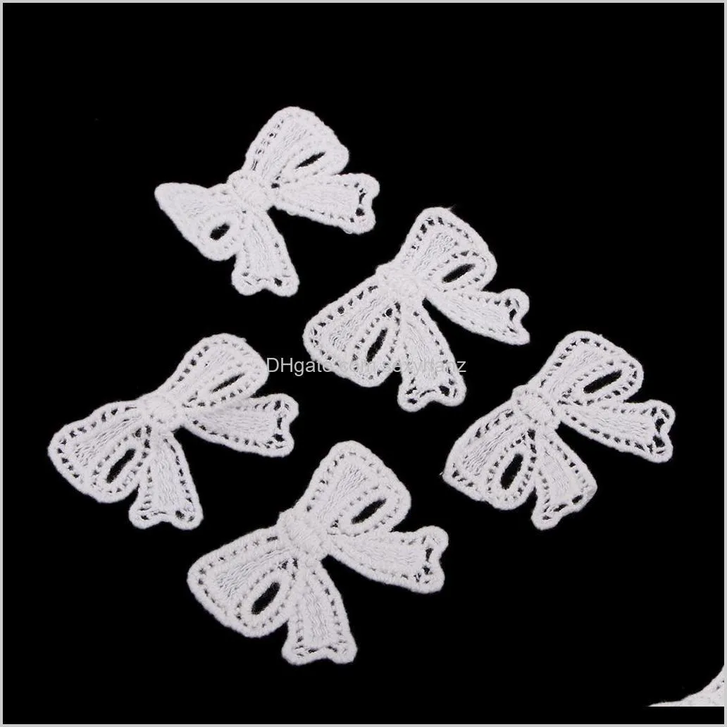 5 pieces bow design embroidered cotton patches sew on applique diy sewing crafts supplies