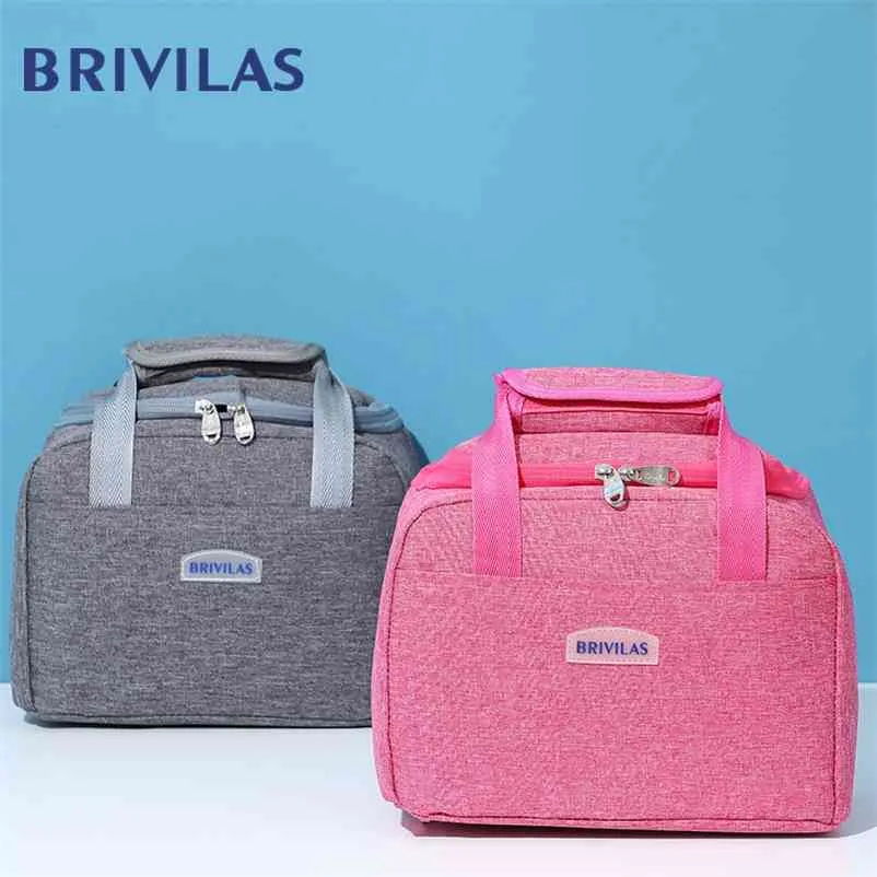 Bolsa de almuerzo Brivilas, bolsa térmica impermeable, tela oxford, caja de comida de picnic con aislamiento portátil para cationes, bolsas de almacenamiento para mujeres, bolsas de hielo 210818