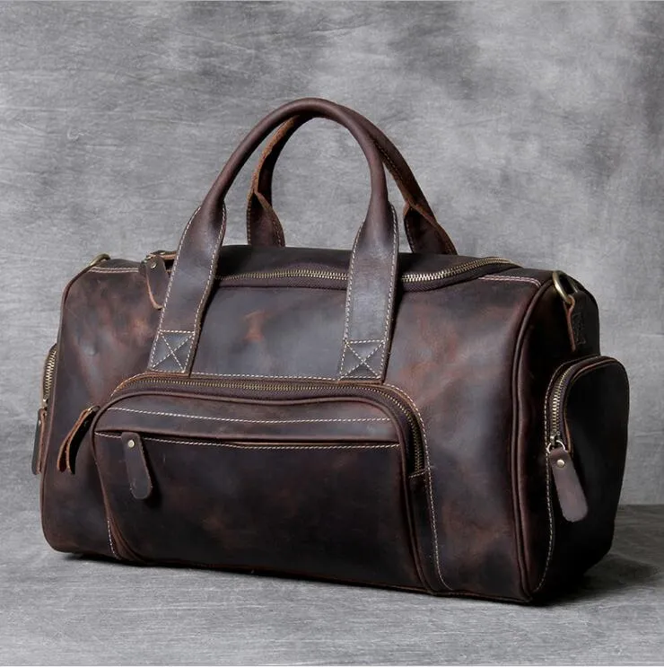 Travel Bag Fashion Man Designer Business Trip For Outdoor Genuine Leather Shoe Duffle Bag Male Coffee Black