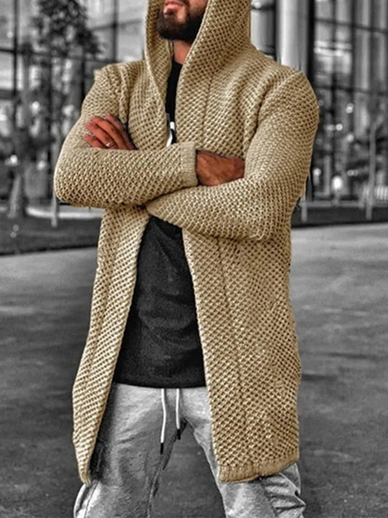 Heren Sweater Sweater Vest Cardigan Men Mid Lengte Hooded Cardigans Lente Herfst Heren Kleding Lichtgewicht Knit Jacket Plus Size Knitwear