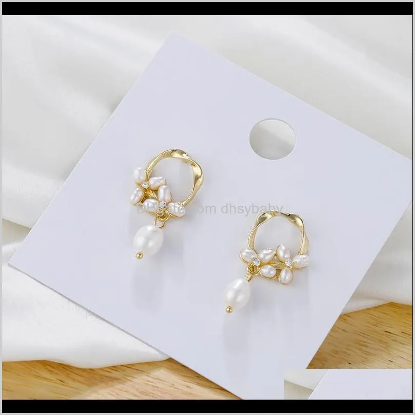 trendy round geometric pearl pendant earrings gold metal simulated pearl flowers statement earrings wedding jewelry