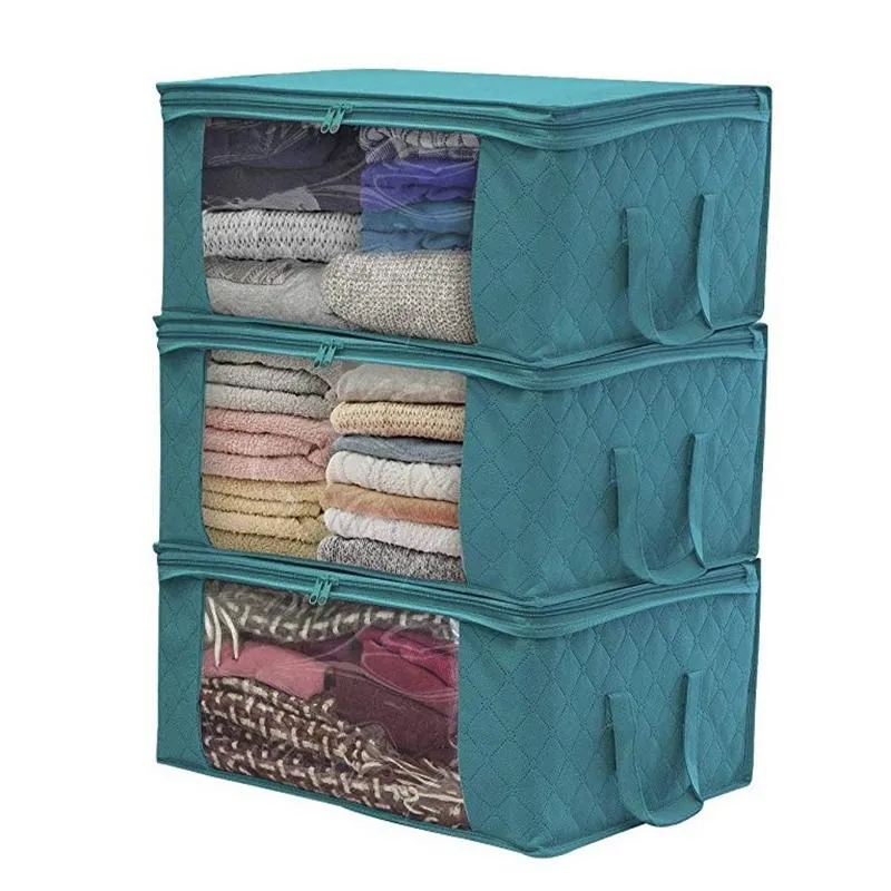 Non woven dustproof bag folding storage Boxes wardrobe clothing box organizing bags With window