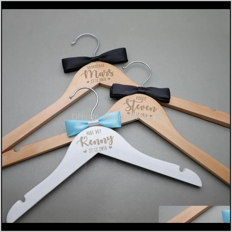 personalized wedding hanger bridal party gifts engrave name wood hanger bridesmaid groomsmen laser cut dress