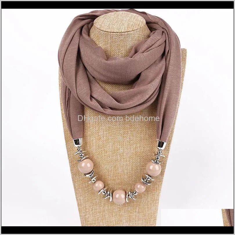 2020 solid jewelry statement necklace pendant scarf head scarves women foulard femme accessories muslim hijab stores winter scarf