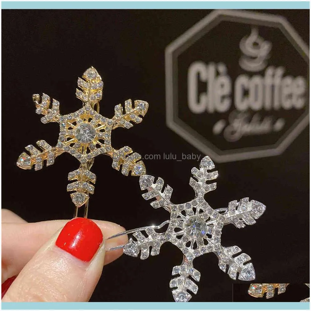 2021 Geometric Clips Fashion Metal Snowflake Rhinestone pin Diamond Hair Jewelry Gold Silver Barrettes Accessories