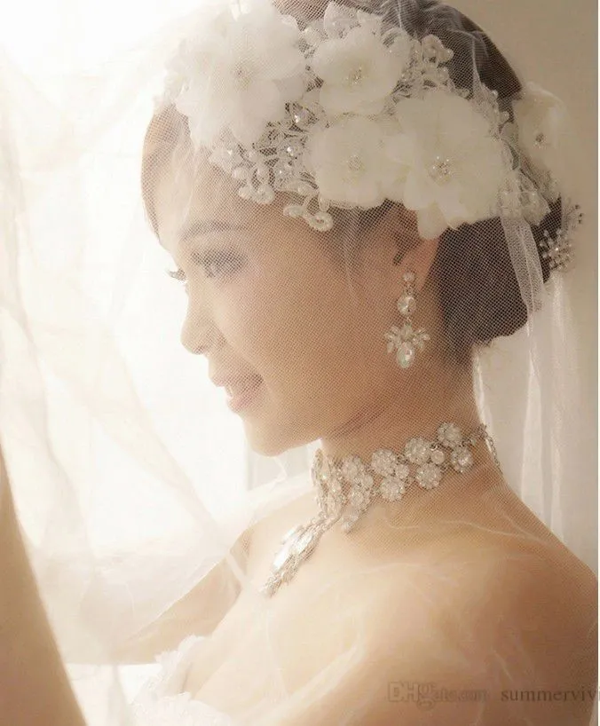 Trendiga blommor pannband tiara stora flickor hår smycken handgjorda pärlor rhinestones bröllop brud hår tillbehör a84922129849