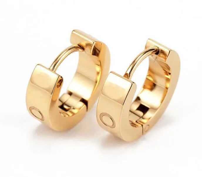 Modna tytanowe stalowe paznokcie śrubokręta do uszu kolczyki dla męskich i kobiet złota srebrna biżuteria dla kochanków para prezent nrj