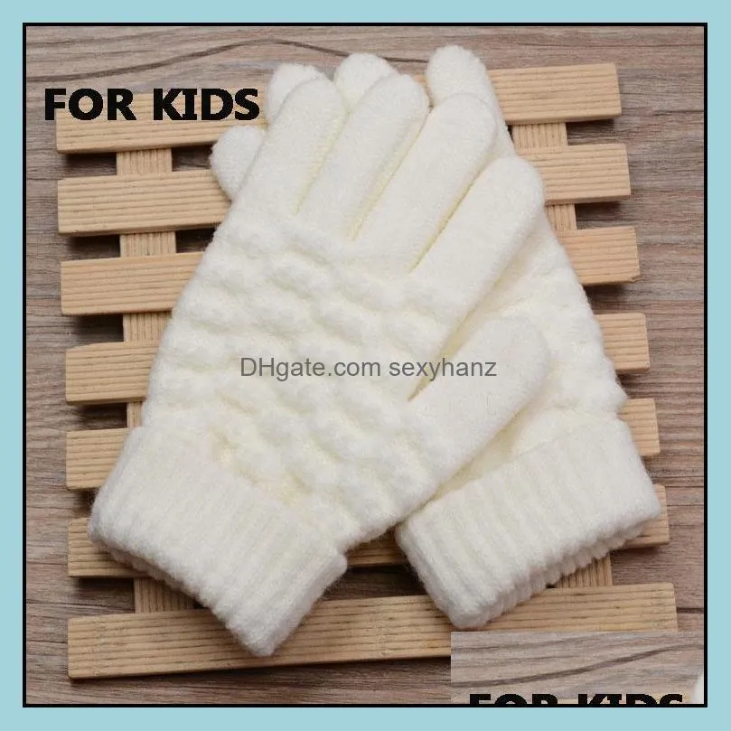 New Fashion Kids Thick Knitted Gloves Warm Winter Gloves Children Stretch Mittens Boy Girl Infant Solid Guantes Hand Accessories1