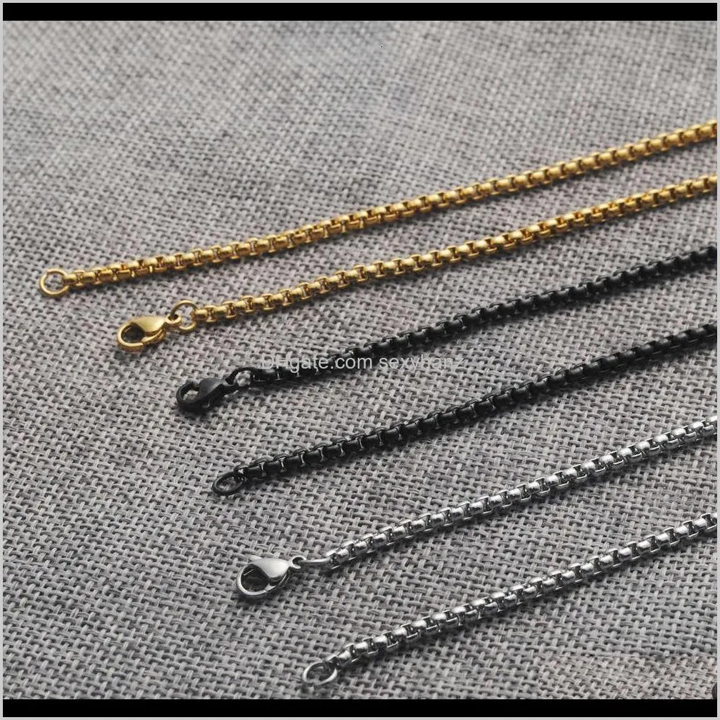 pendant 316 stainless square pearl necklace titanium steel jewelry 3mm thick chain diy accessories