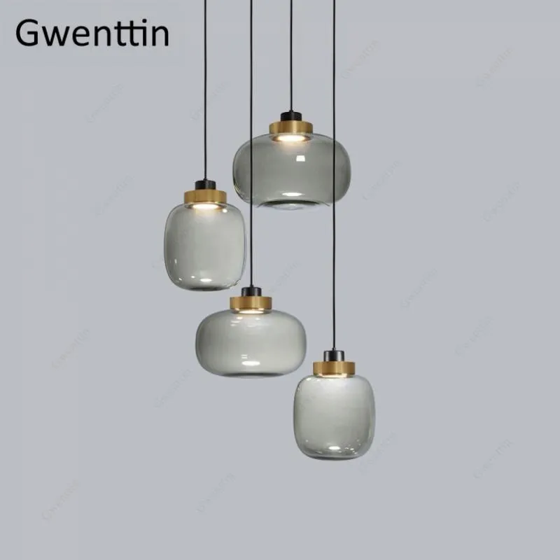 Lampe suspendue à manger nordique Loft industriel fumée gris verre pendentif lumières décor à la maison pour salon moderne luminaires LED lampes