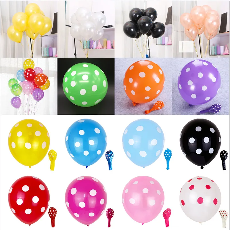 Bag 10/12 Inch Thick Latex Balloon Accessoriess Solid Color Polka