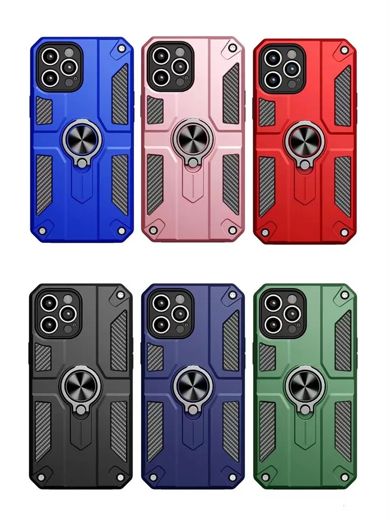 Armor Kickstand Phone Cases Fine Hole Back Cover Fingerringhalter Magnetischer stoßfester Schutz für iPhone 12 Pro Max Mini 11 11Pro X Xs XR 7 7P 8 8Plus