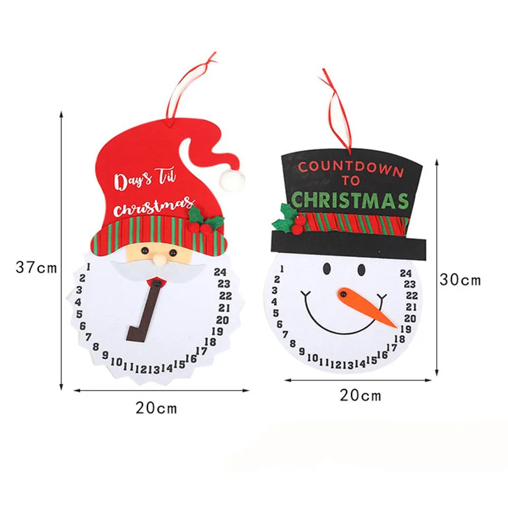 Christmas Decorations Creative Cartoon Santa Claus Countdown Calendar Xmas Tree Felt Calendar Pendant w-01155