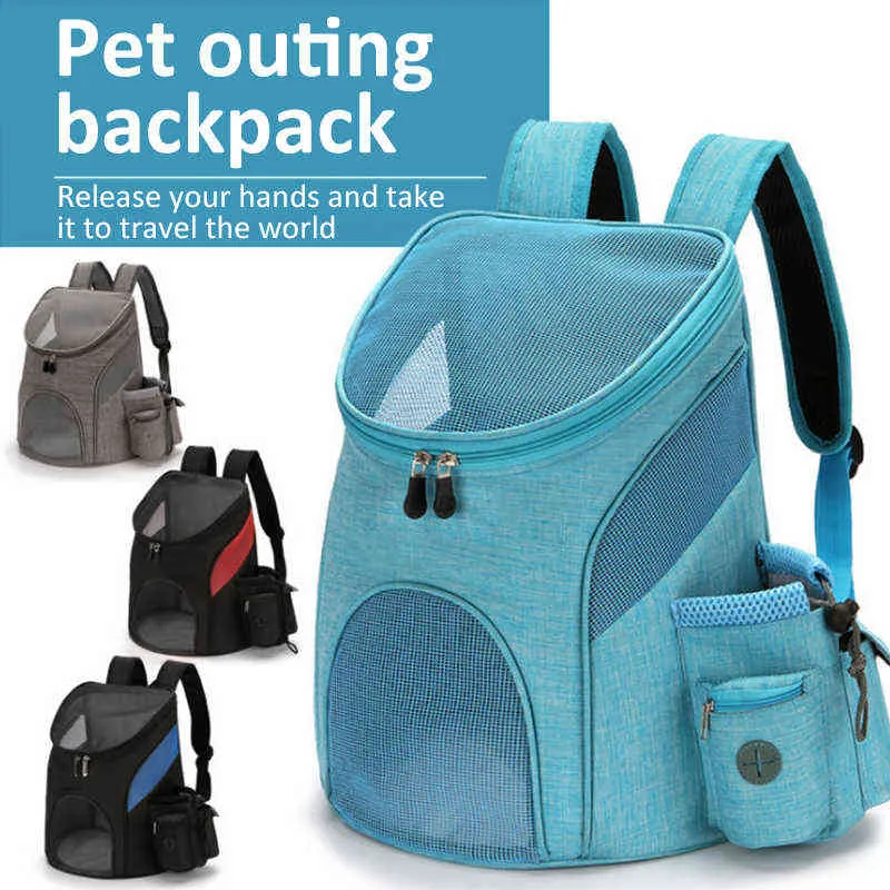 Pet Cat Breathable Backpack Dog Outdoor Travel Bag Portable Double Shoulder Carrying Supplies 211120