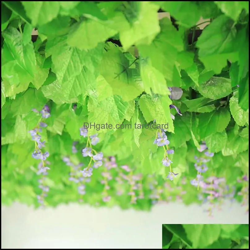 Christmas Party Artificial ivy green silk 230cm hanging vines leaf plants vines leaves 1Pcs diy Indoor /Outdoor Wall Decor Plant
