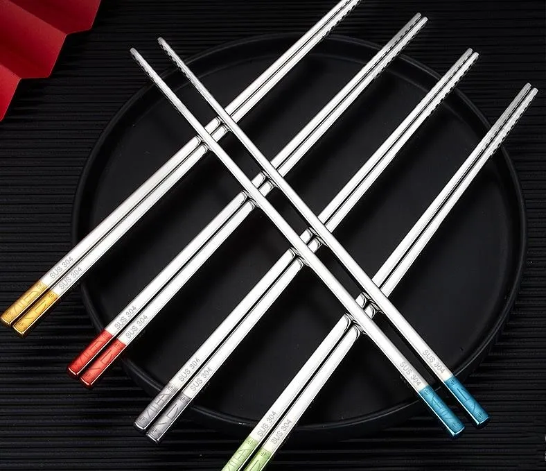 316L Ze stali nierdzewnej Chopsticks Izolacja cieplna i Anti-Skalding Home Hotel Square Non Slip Chopstick SN6024