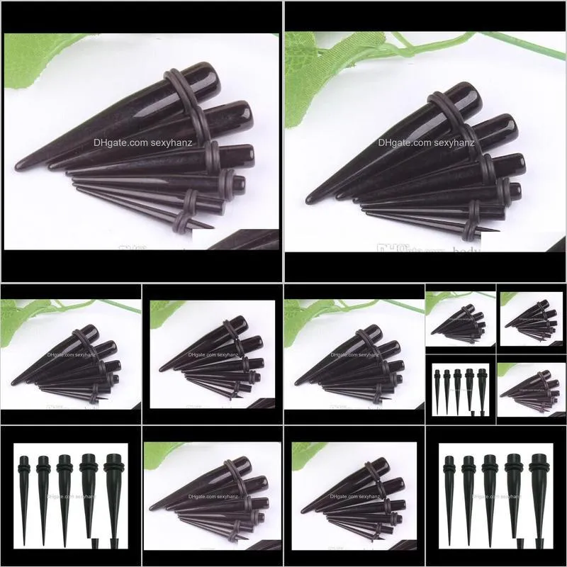 black uv acrylic ear stretching tapers expander plugs tunnel body piercing jewelry kit gauges bulk 1.6-10mm earring promotional hot