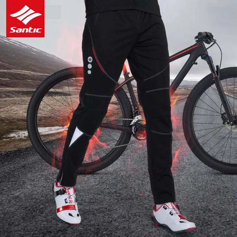 Pantalon de course Santic Hommes Vélo Cyclisme Sports d'hiver Vtt Course Vélo Descente Polaire Thermique Réfléchissant