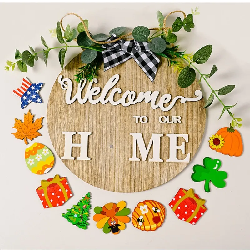 Decoração de casa 3d diy pode substituir uma variedade de padrões de madeira placa de bota-vinda natal listagem de halloween