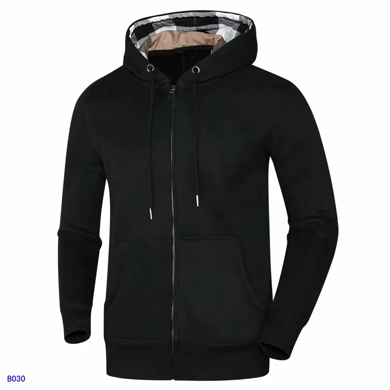 Mannen Designer Hoodies Topkwaliteit Mens Kleding Merk Luxe Borduurwerk Lange Mouw Engeland Stijl Casual 100% Katoen Kleding Vier Kleuren met Rits Dikke jassen