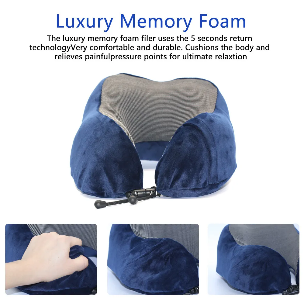 Almohadas para el cuello de espuma viscoelástica en forma de U Almohada de viaje suave Cuello Cervical Airplan 30 28 14CM Ropa de cama para el cuidado de la salud263k