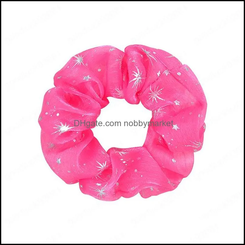 Organza Hair Scrunchies Ponytail Holder Hair Ties Elastic Rubber Hair Bands Shiny Star Chiffon Headwear Accessories