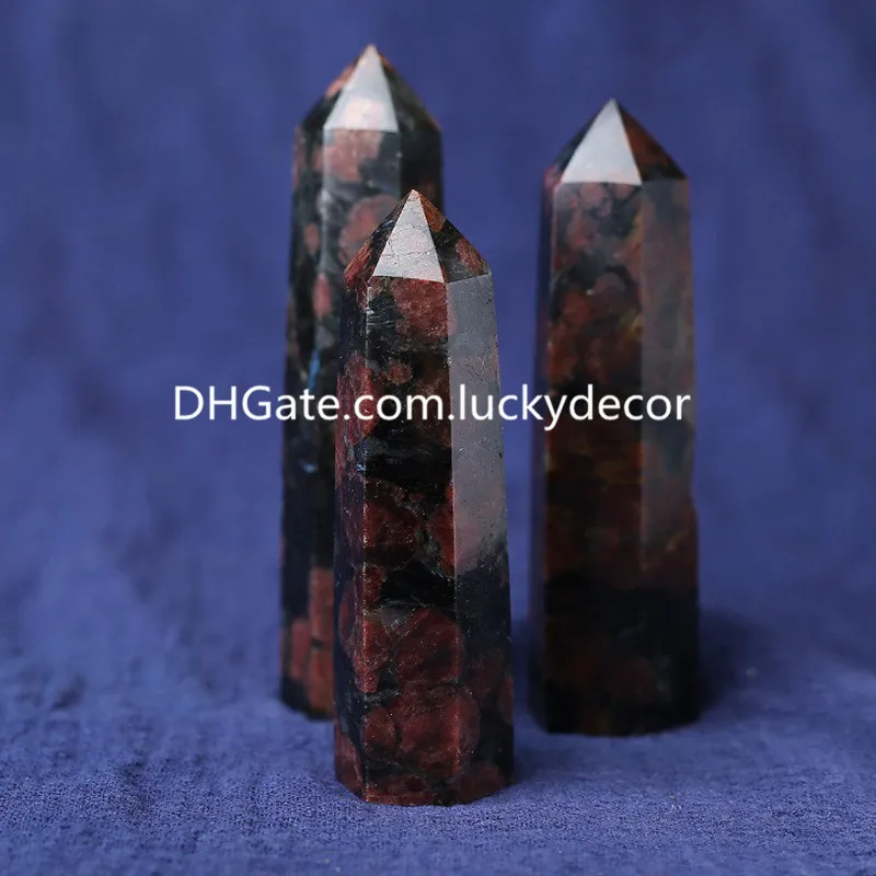 7-8.5cm Astrophyllite Garnet Rock Minerals Metafysisk Obelisk Inredning Polerad Faceted Natural Quartz Crystal Gemstone Chakra Healing Stone Reiki Wand Tower Point