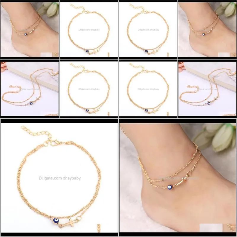 europe and the united states selling new summer wild cross cat eyes fashion street shooting multi-layer chain anklet