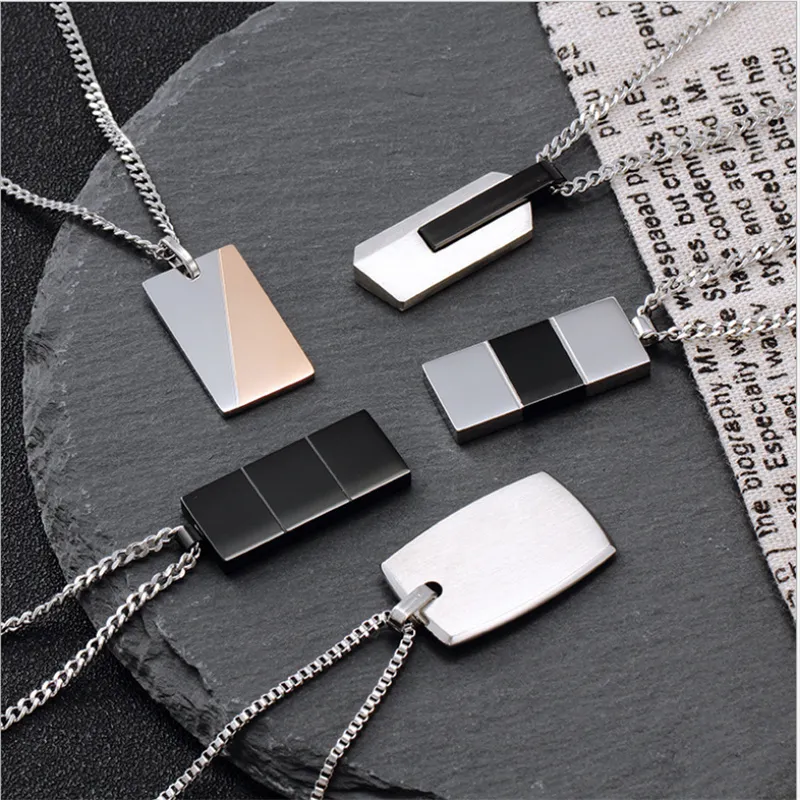 Mens Designer Necklace custom pendants silver chain for women stainless steel Round square Personalized fashion hip hop rock street punk style pendant necklaces