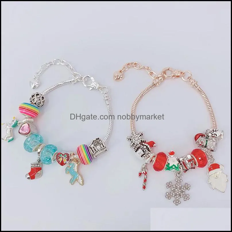 Christmas Calendar Themed DIY Charm Jewelry Bracelet Necklace Making Kit For Girls Present