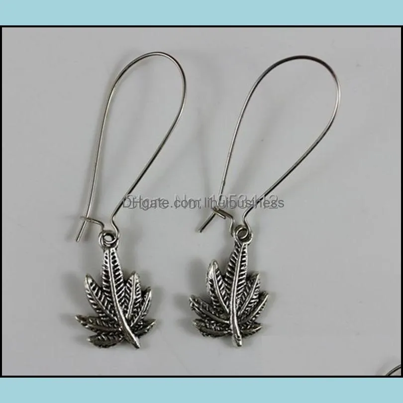 Maple Leaf Charms Vintage Silver Drop/Dangle Earrings For Girls Women Dress Brand Clothing Jewelry DIY Accessories 10 Pair A205