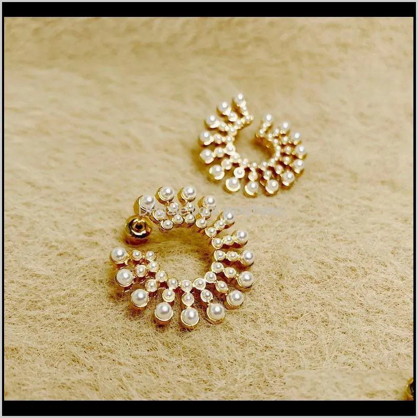 gift earrings for women trend elegant simulated pearl geo stud lindo anti-allergic lady statement earring